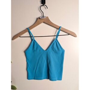 Nikibiki Blue Ribbed Cropped Tank Sz OS